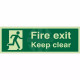 Glow In The Dark Fire Exit Keep Clear Sign