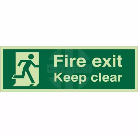 Glow In The Dark Fire Exit Keep Clear Sign
