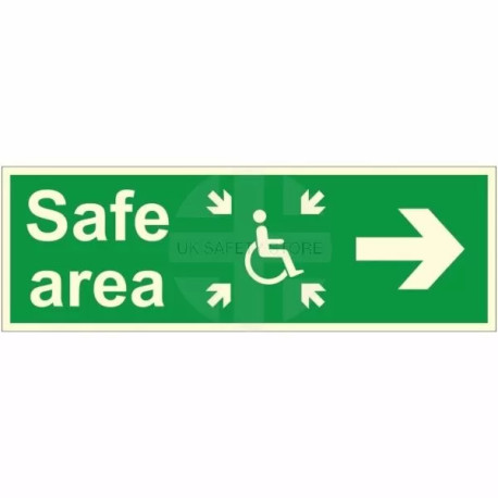 Glow In The Dark Safe Area Arrow Right Sign