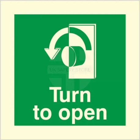 Glow In The Dark Turn To Open Anti Clockwise Door Sign