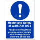 Health And Safety At Work Act 1974 Sign