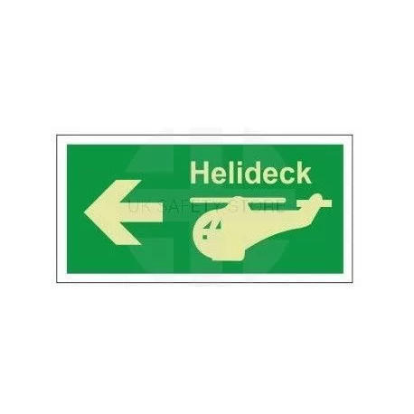 Helideck left photoluminescent 300W  x  150H   sign self adhesive