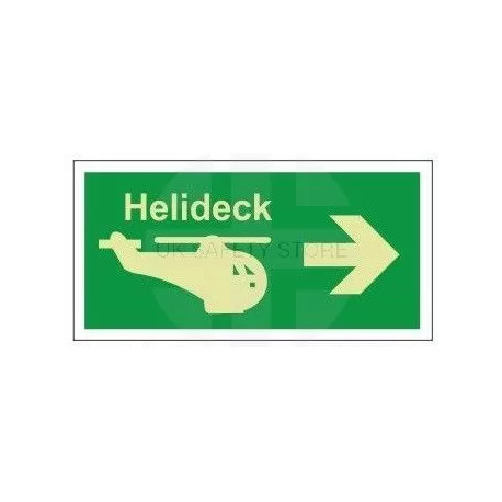 Helideck right photoluminescent 300W  x  150H  sign rigid plastic