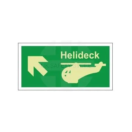 Helideck up left photoluminescent 300W  x  150H   sign self adhesive