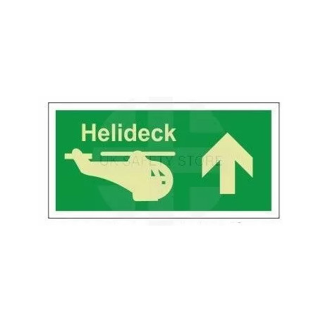 Helideck up photoluminescent 300W  x  150H   sign self adhesive