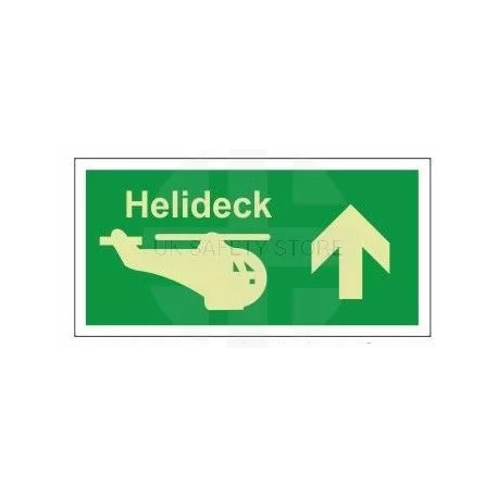 Helideck up photoluminescent 300W x  150H   sign rigid plastic