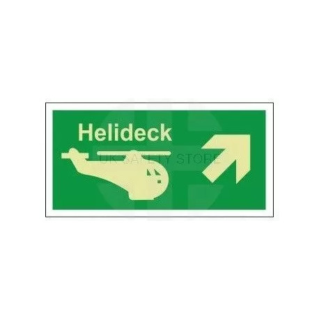 Helideck up right photoluminescent 300W x 150H  sign self adhesive