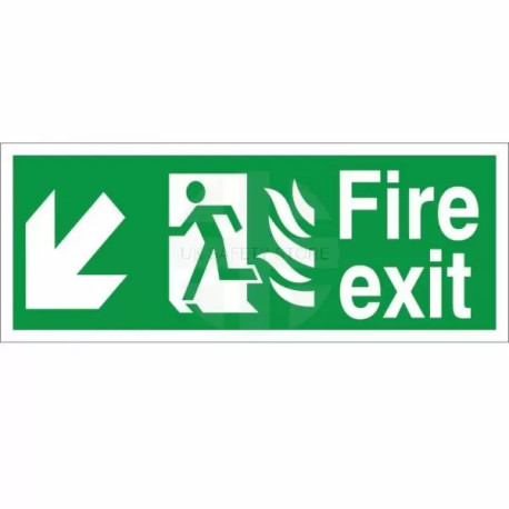 Hospital Compliant Fire Exit Arrow Down Left Sign