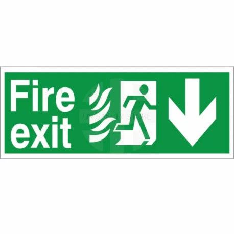 Hospital Compliant Fire Exit Arrow Down Sign