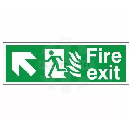Hospital Compliant Fire Exit Arrow Up Left Sign