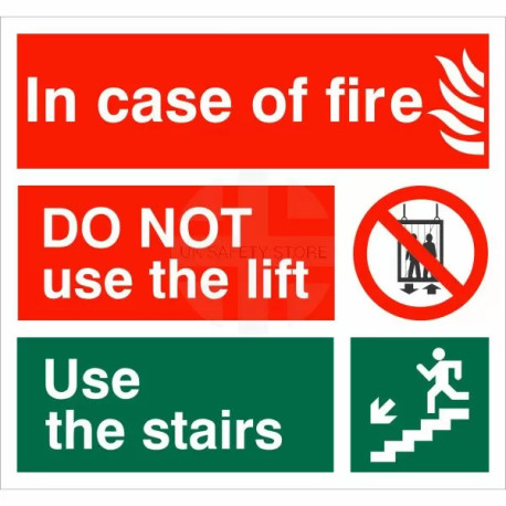 In Case Of Fire Do Not Use The Lift Use The Stairs Fire Action Notice Sign