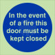 In The Event Of A Fire This Door Must Be Kept Closed Sign