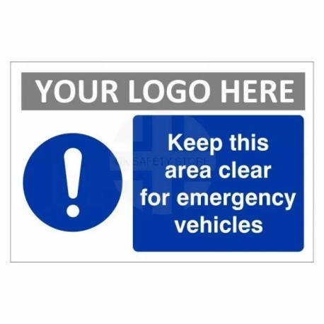 Keep This Area Clear For Emergency Vehicles Custom Logo Sign