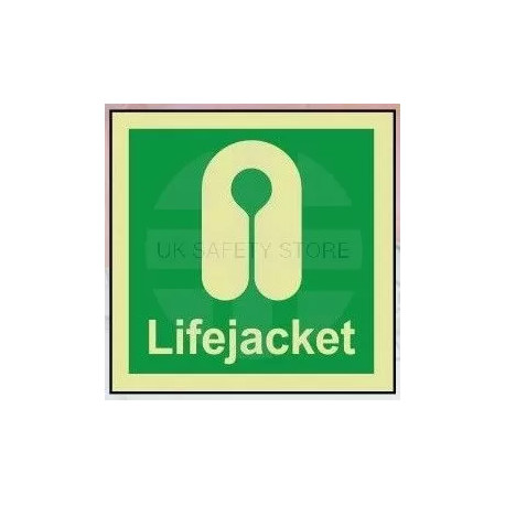 Life jacket photoluminescent 100W  x  110H  sign self adhesive