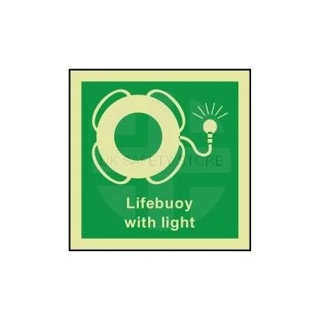 Lifebuoy with light photoluminescent 100W  x  110H  sign rigid plastic