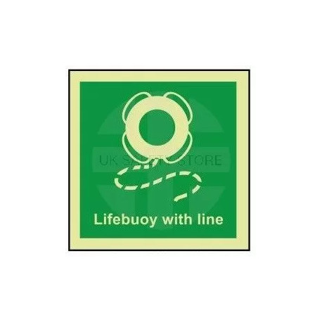 Lifebuoy with line photoluminescent 100W  x  110H  sign self adhesive
