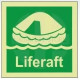 Liferaft photoluminescent 100W  x  110H   sign rigid plastic