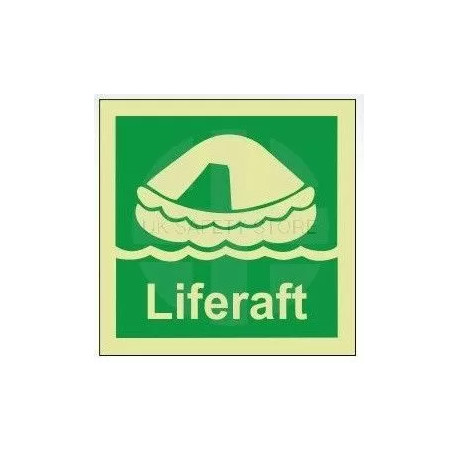 Liferaft photoluminescent 100W  x  110H   sign rigid plastic