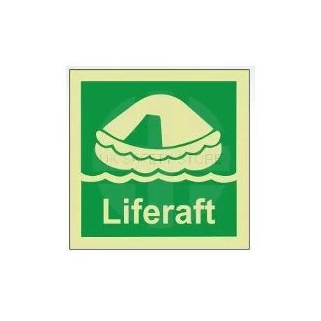 Liferaft photoluminescent 100W  x  110H   sign self adhesive