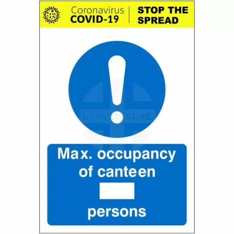 Max Occupancy Of Canteen Covid 19 Sign (Writable)