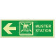 Muster station arrow left 400W  x  150H  self adhesive sign