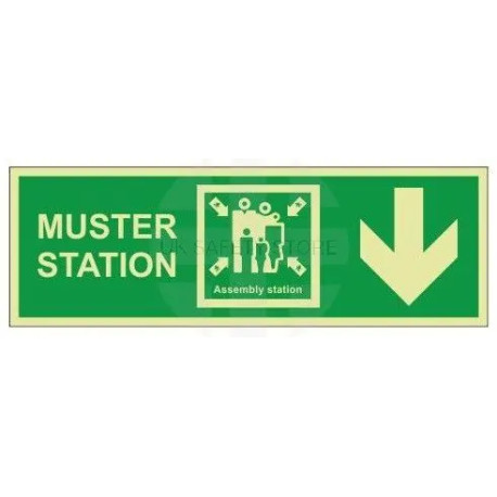 Muster Station Assembly Station Arrow Down Sign