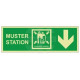 Muster Station Assembly Station Arrow Down Sign - Self Adhesive