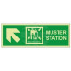 Muster Station Assembly Station Arrow Up Left Sign - Rigid Plastic