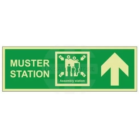 Muster Station Assembly Station Arrow Up Sign - Rigid Plastic