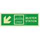 Muster Station Lifeboat Arrow Down Left Sign - Self Adhesive