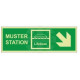 Muster Station Lifeboat Arrow Down Right Sign - Rigid Plastic