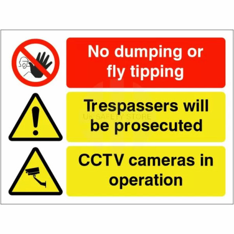No Dumping or Fly Tipping 3-Point Prosecution Sign