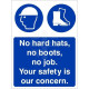 No Hard Hats, No Boots, No Job. Your Safety Is Our Concern Sign
