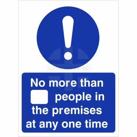 No More Than XX People In The Premises At Any One Time Sign (Writable)