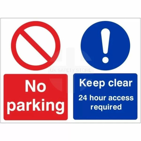 No Parking Keep Clear 24 Hour Access Required Sign