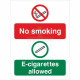 No Smoking E-Cigarettes Allowed sign