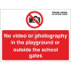No Video Or Photography In The Playground Or Outside The School Gates Sign - Composite Board
