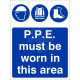 P.P.E. Must Be Worn In This Area Sign
