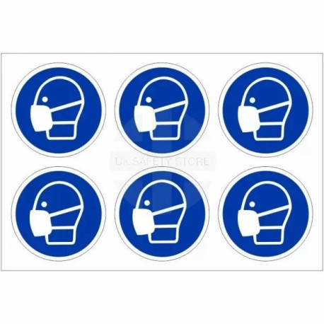 Pack of 24 Wear Mask Labels 100mm in Diameter