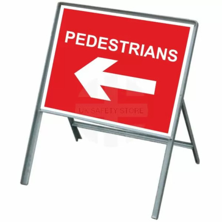 Pedestrians Arrow Left Temporary Road Sign 600mm x 450mm