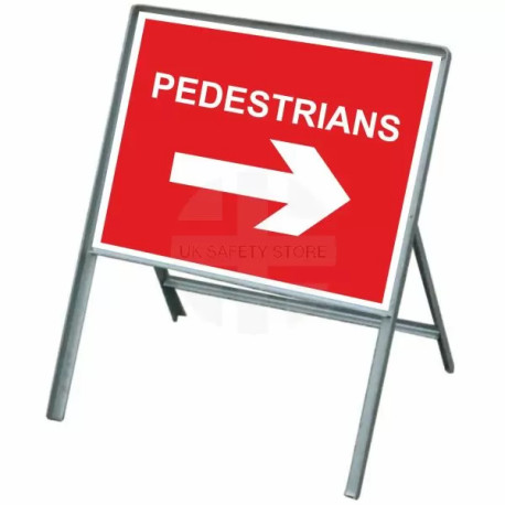 Pedestrians Arrow Right Temporary Road Sign