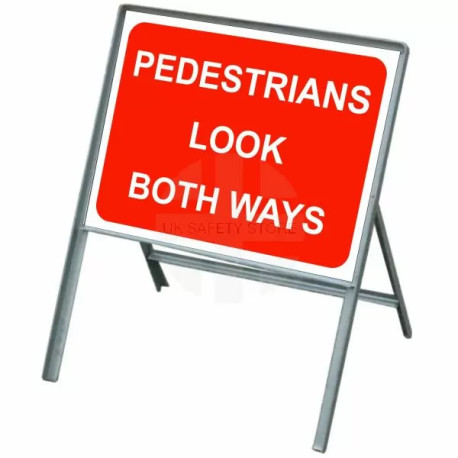 Pedestrians Look Both Ways Temporary Traffic Sign