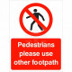 Pedestrians Please Use Other Footpath Portrait Sign