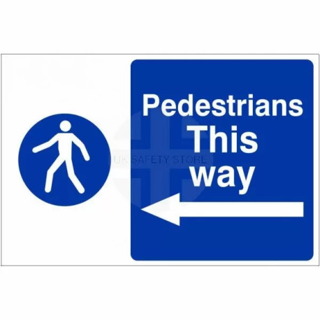 Pedestrians This Way Arrow Left Custom Logo Sign