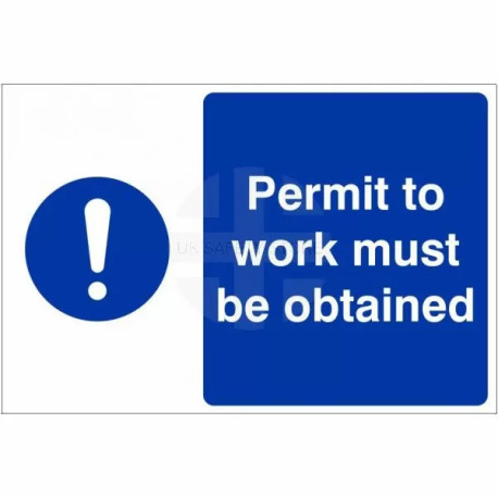 Permit To Work Must Be Obtained Custom Logo Sign