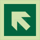 Photoluminescent &#039;Arrow Up/Left&#039; Self Adhesive Symbol Sign  100 x 100 mm