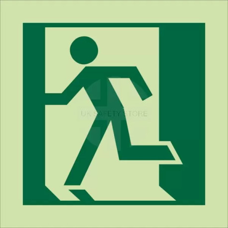 Photoluminescent 'Man Running Left' Symbol Sign