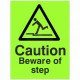 Photoluminescent Caution Beware Of The Step Sign