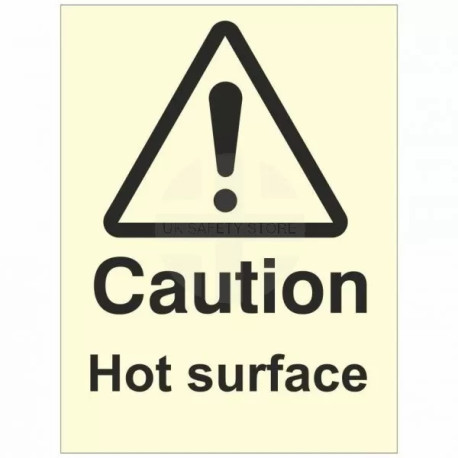 Photoluminescent Caution Hot Surface Sign