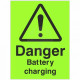 Photoluminescent Danger Battery Charging Sign